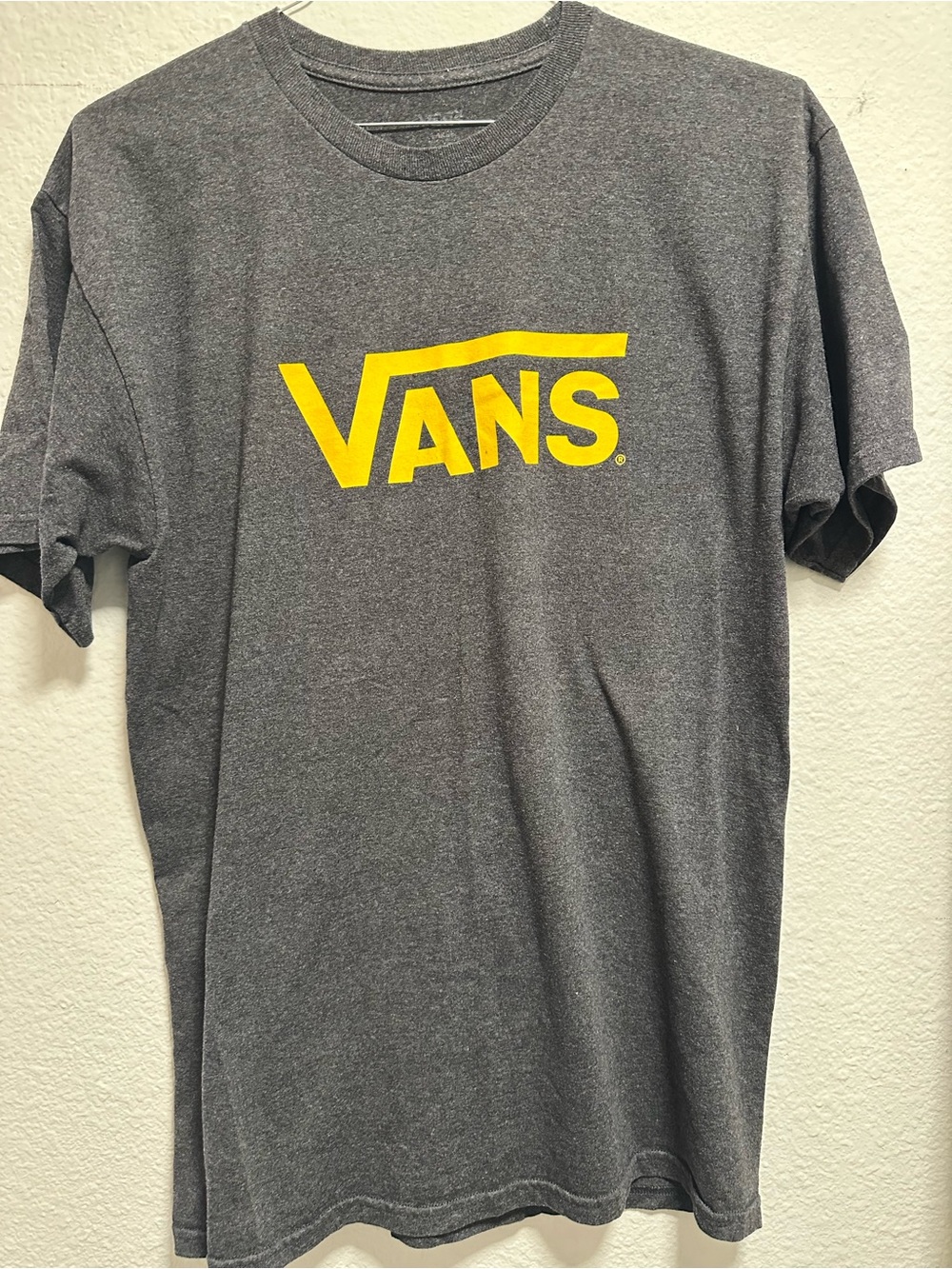 Vans Classic Logo T-Shirt Gray Yellow Graphic Short Sleeve Unisex